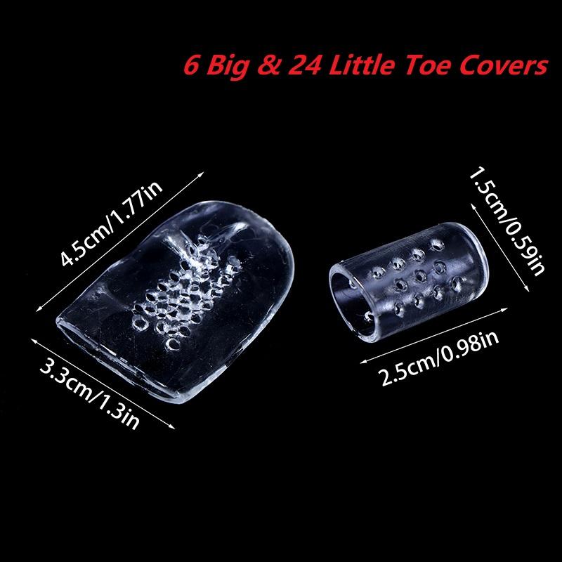 

30 шт./набор Силиконовые протекторы для пальцев ног Женские туфли на высоком каблуке Защита от трения 6 больших и 24 маленьких напальчника для волдырей и облегчения боли