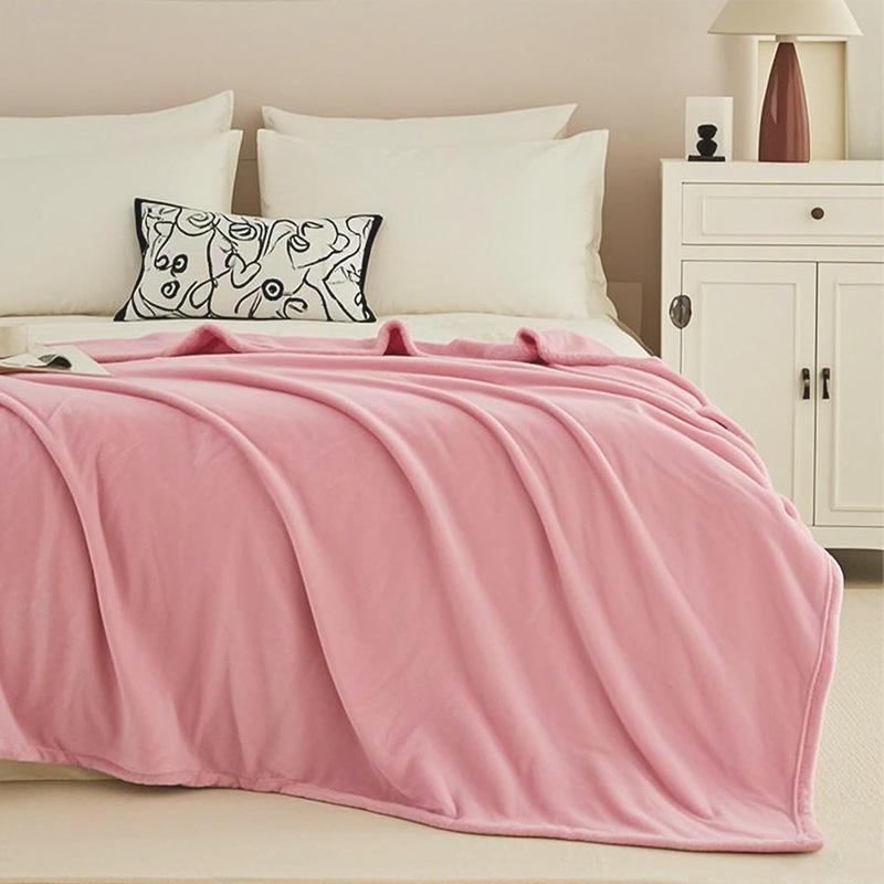 Solid Color Flannel Thin Blanket - Perfect for Office Naps, Sofa Throws, Summer Use, and as a Small Bed Sheet
