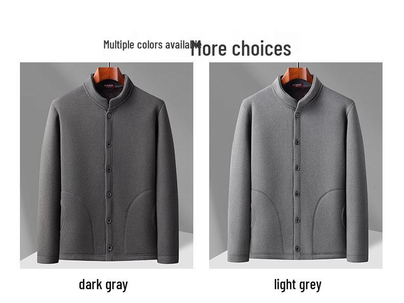 Men's Plus Velvet Cardigan: Warm, Loose-Fit Jacket for Middle-Aged and Elderly Dads