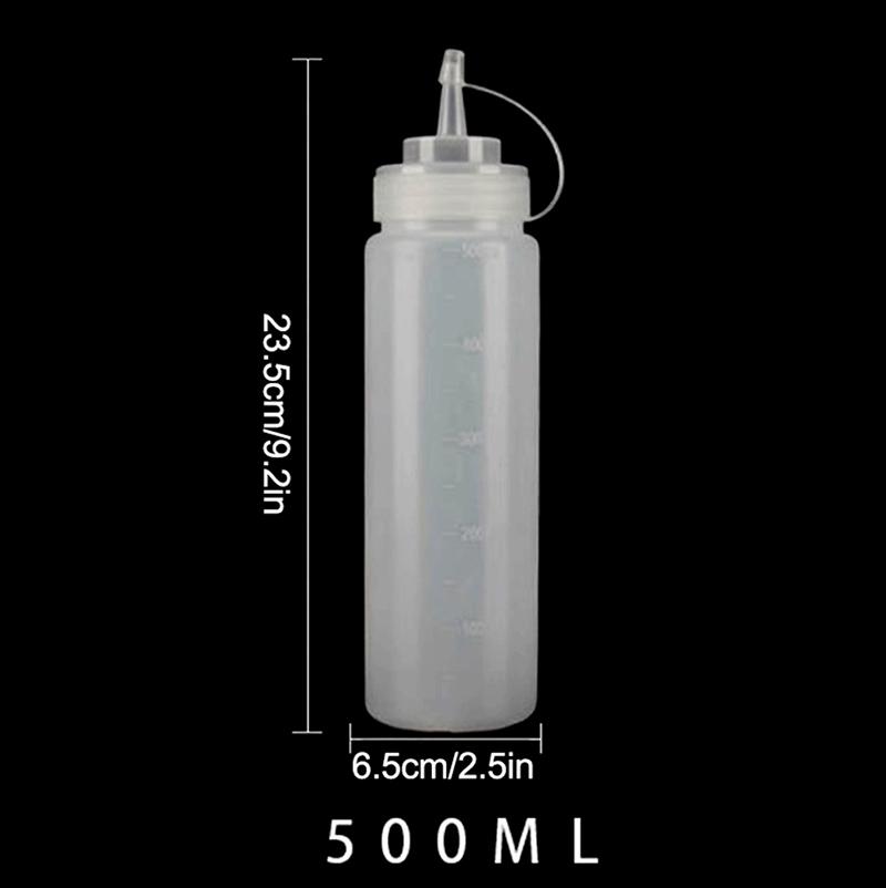 Quetschflaschen mit Deckel Mehrere Größen Ketchup Saucen Olivenölflasche mit Skala Küchenzubehör