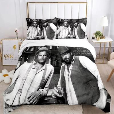 Drukowany w 3D Zestaw Pościeli Bud Spencer Terence Hill dla Nastolatków Poszwy na Kołdrę Poszewki na Poduszki dla Nastolatków Pojedynczy/Podwójny/Queen/King