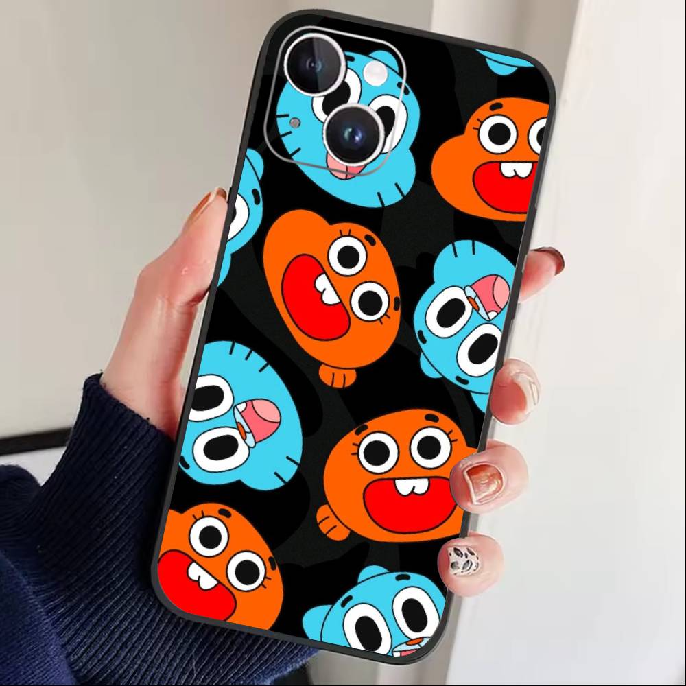 D-Gumball and Darwin Phone Case For iPhone 17 16 15 14 13 12 Max Plus Silicone Black Cover