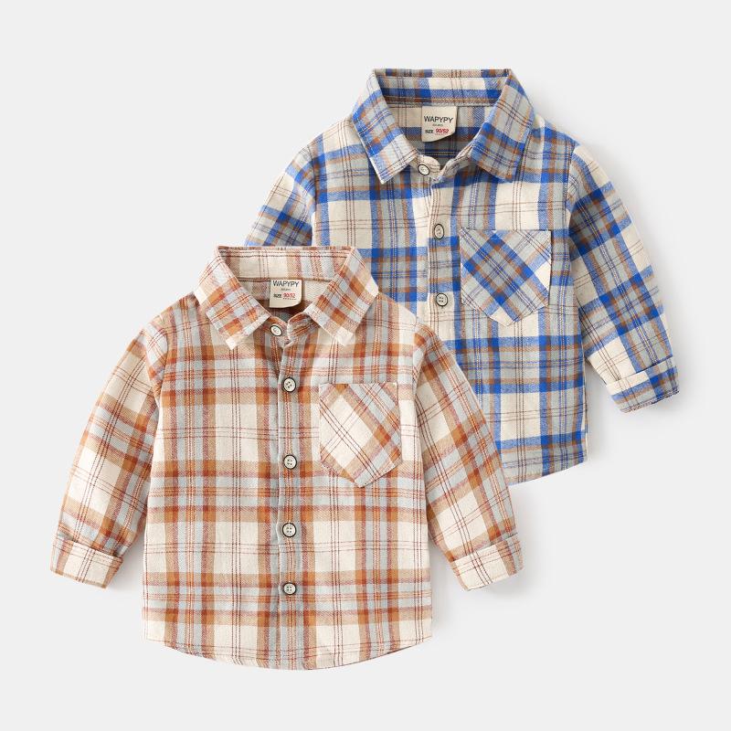 

Korean Style Boys Plaid Long-Sleeve Shirt – Fashionable Kidswear Casual Top 110 cm