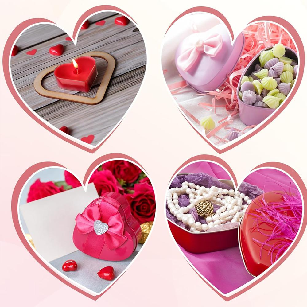 Herzförmige Metalldosen, Leere Bonbongläser mit Deckel, Aufbewahrungsbehälter für Gastgeschenke zum Valentinstag, Kerzen, Hochzeitsfeiern