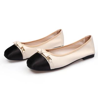 2024 Spring Summer Fashion Shoes Women Ballet Flats Round Toe Soft Flat Plus Size 42 Black Beige D096
