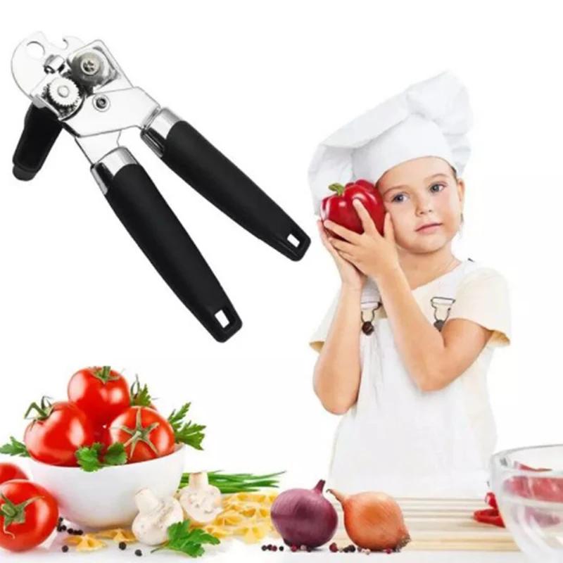 Manual Can Opening Tools Professional Manual Stainless Steel Cans Opener Practical Kitchen Corkscrew Handle Grip Bottle Opener