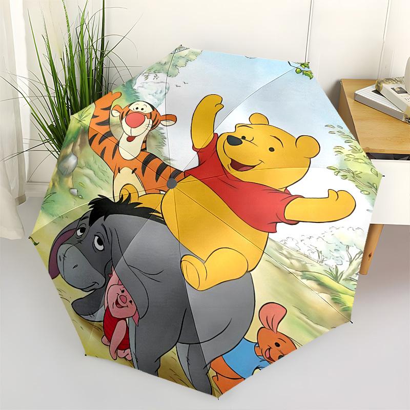 Winnie-the-Pooh, Friendship Themed Automatic Opening and Closing Umbrella, Brightly Colored 8-rib Portable Umbrella, Suitable for Men and Women, A Per