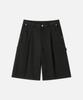 DRAW FIT Robust Long Bermuda Wide Chino Pants [Black]