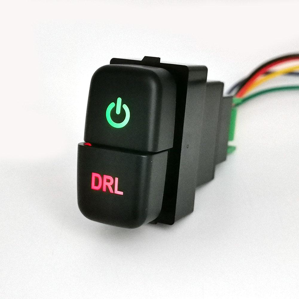 DC12V Car Dual key Switch LED DRL Fan Power on off Radar Switch Button with wire For Mitsubishi Pajero Triton ASX Lancer