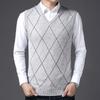 Men's Knitted Sweater Vests V-neck Middle-aged Men Sweaters Vest for Male Tops Man Knitted Vest Sweater