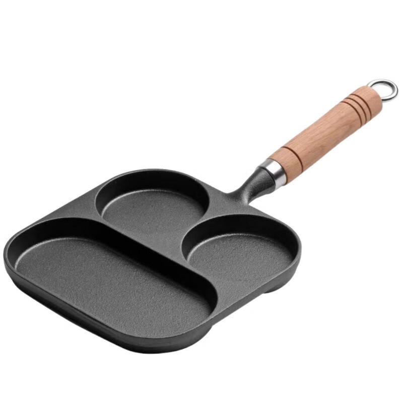 Lìláng Cast Iron 3-Hole Egg Frying Pan Set