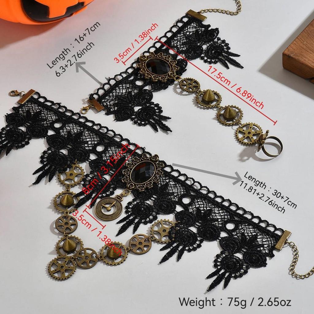 Gothic Hollow Skull Flower Choker: High-End Halloween Necklace for Women