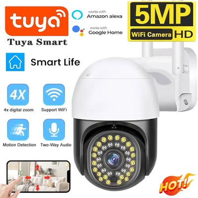 Venkovní Tuya Smart Wifi 5MP HD 4x Zoom PTZ Bezpečnostní Kamera Barevné Noční Vidění Video Dohlížení Vnitřní Bezdrátová IP Kamera