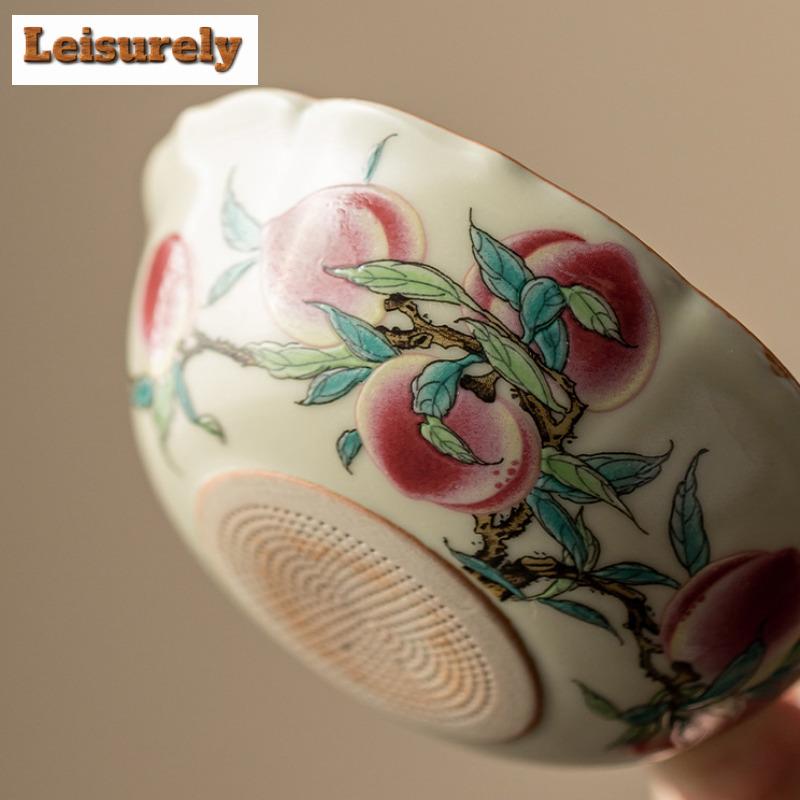 Filtre à thé antique Ru Kiln, support d'infuseur, passoire à thé vintage à neuf pêches, filtre à thé pour accessoires de thé