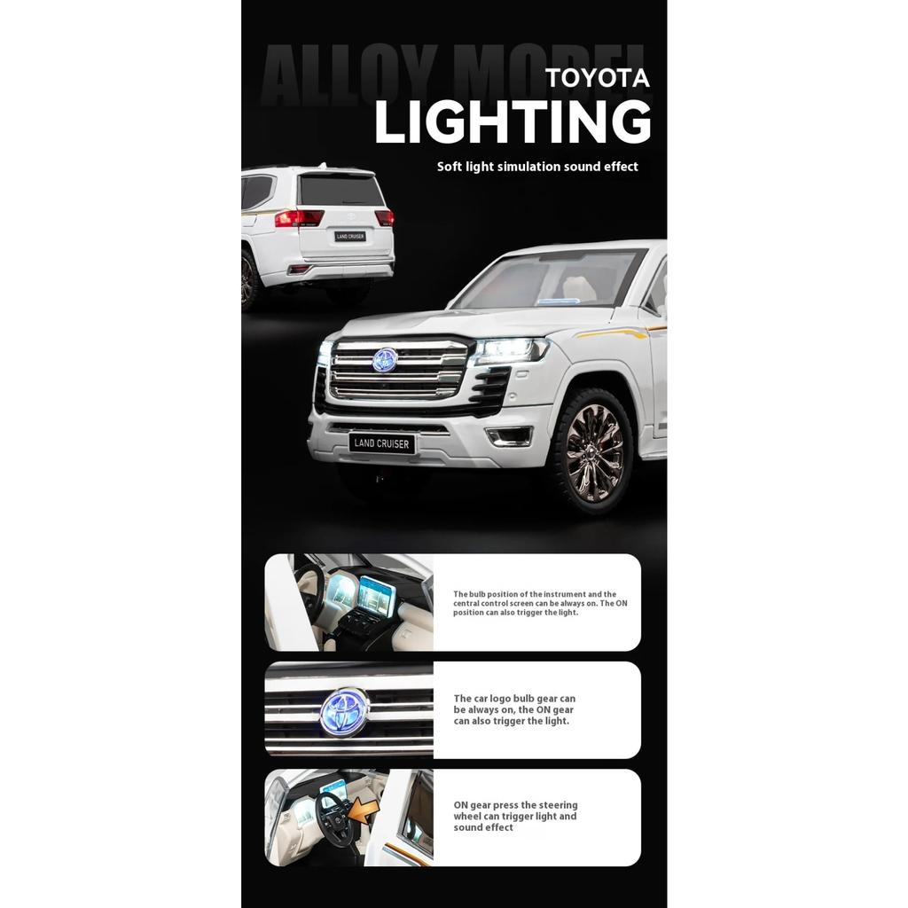 1/18 Scale Toyota Land Cruiser LC300 SUV Alloy Car Diecast Model Sound Light Toy Home Decoration Ornaments Collection Gift Kid Toy