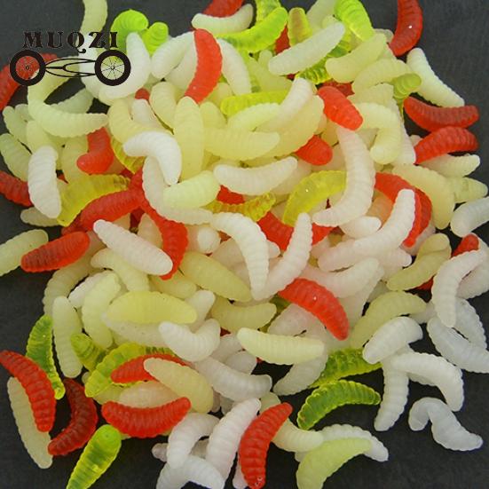 

200 шт искусственная рыбалка приманка Faux Maggot Grub Мягкие черви Смешанный цвет Рыба Приманка