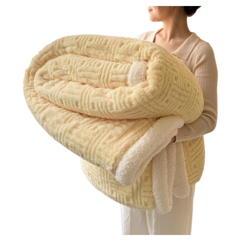 Thickened Winter Coral Fleece Blanket for Office, Sofa, or Bed - Cozy Nap Shawl & Air Conditioning Cover