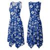 Women Sleeveless Casual Floral Print Dress Round Neck Irregular Hem Mid Length Summer Dress