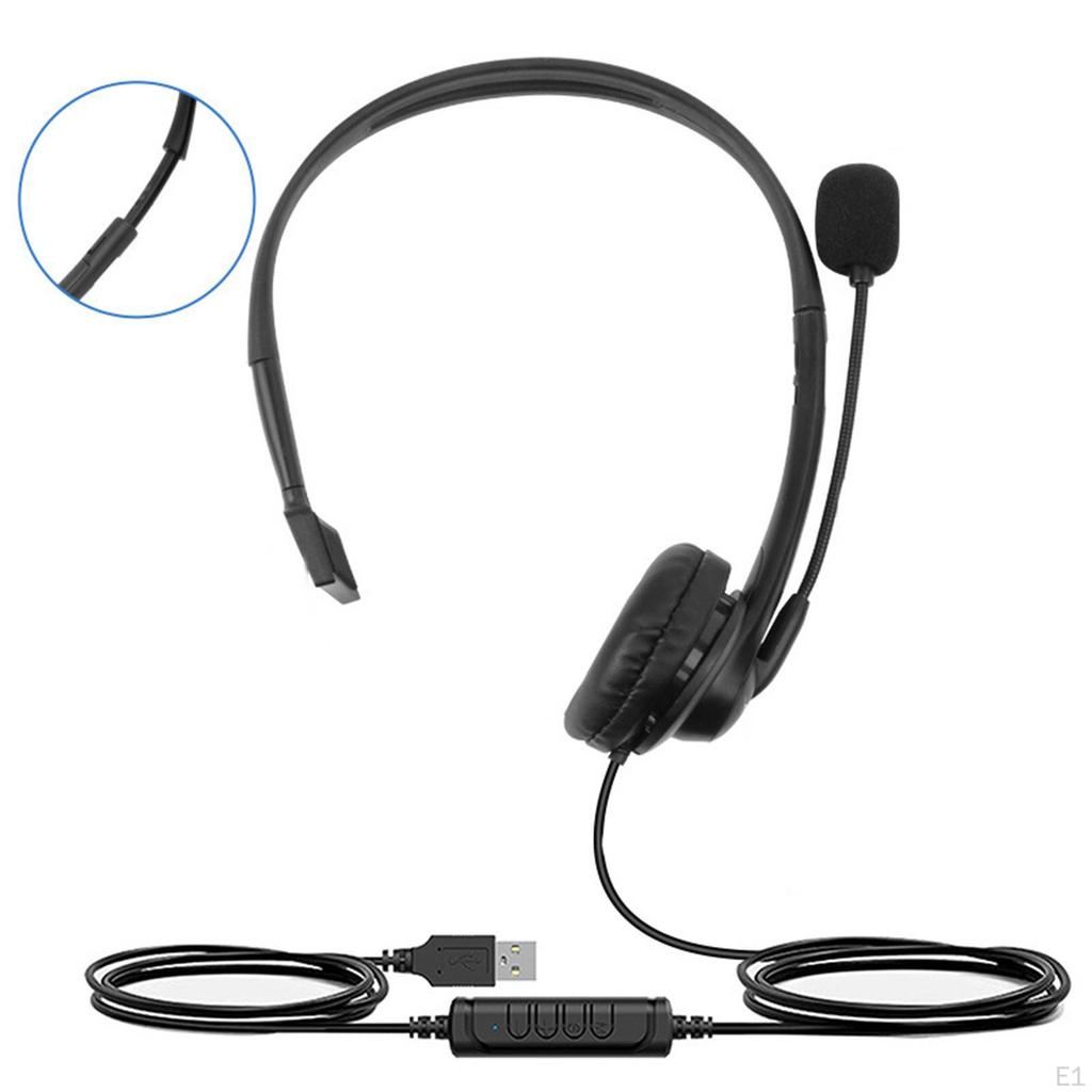 USB Headset with Microphone,Noise Cancelling Lightweight Sturdy Call Center Corded Headphone for