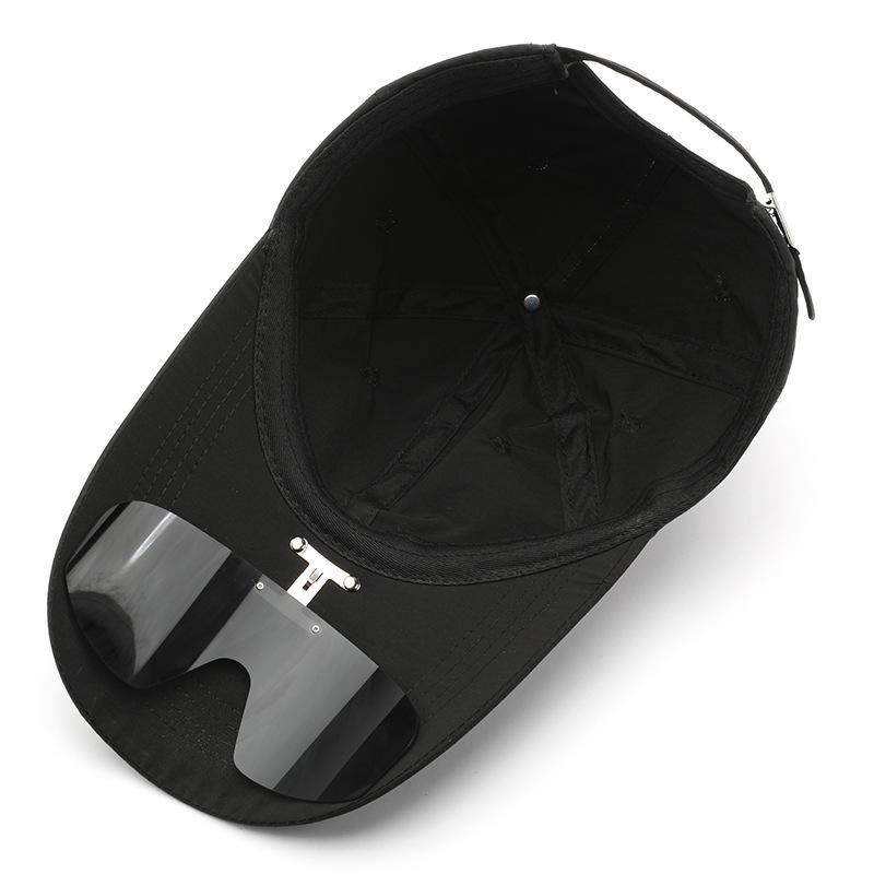 Hat solid color quick-drying foldable baseball cap outdoor sunscreen glasses integrated extended brim sunshade cap