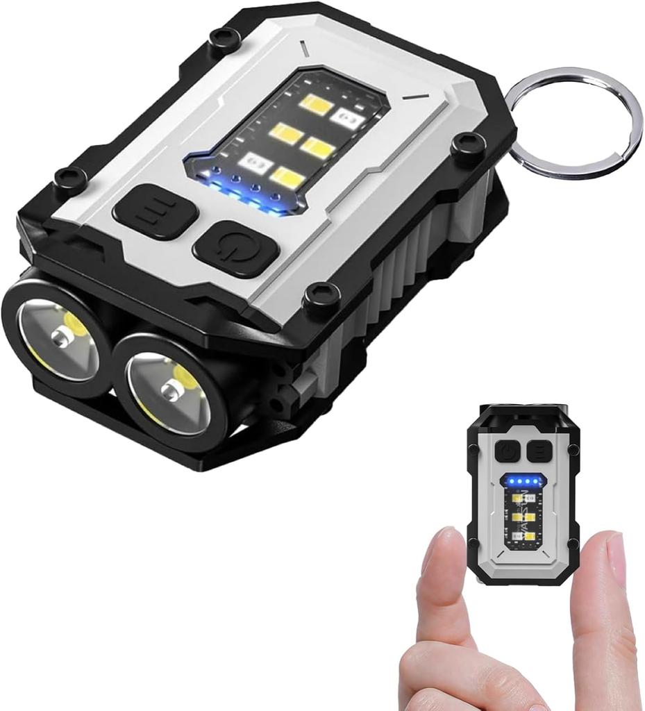 YS087 800LM Rechargeable Keychain Flashlight–Ultra Bright Mini COB LED Work Light,EDC Pocket Torch for Hiking,Camping,Emergency