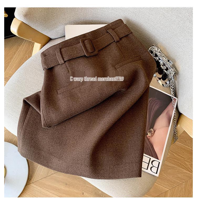 2025 Autumn/Winter High-Waisted Grey A-line Skirt - Thickened, Slimming, Hip-Hugging
