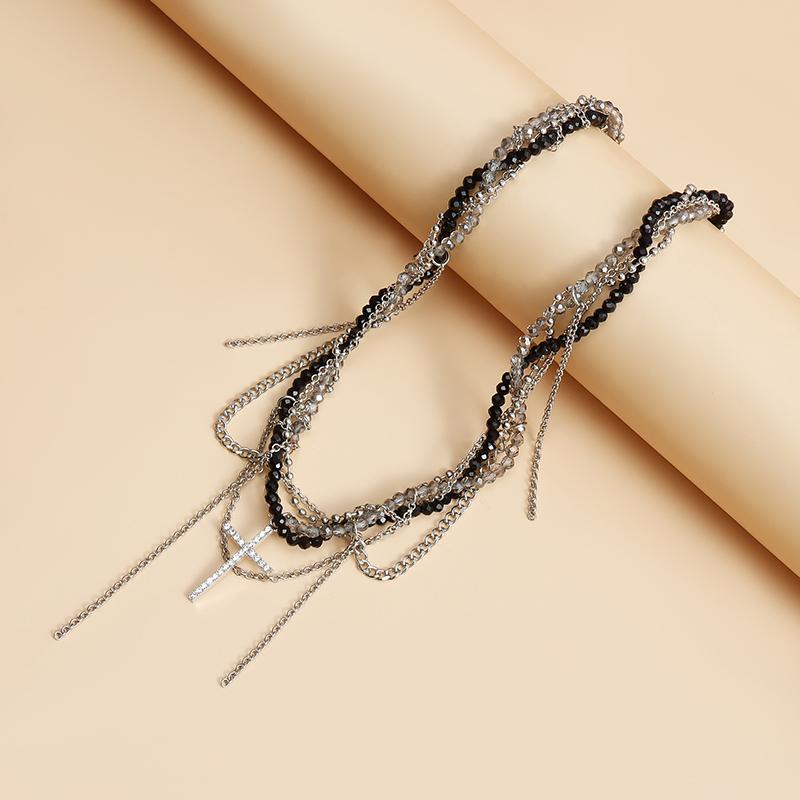 Cross Pendant Necklace For Women Light Luxury Tassels Clavicle Chain Cool Choker Exquisite Fashion Necklace Jewelry Gifts