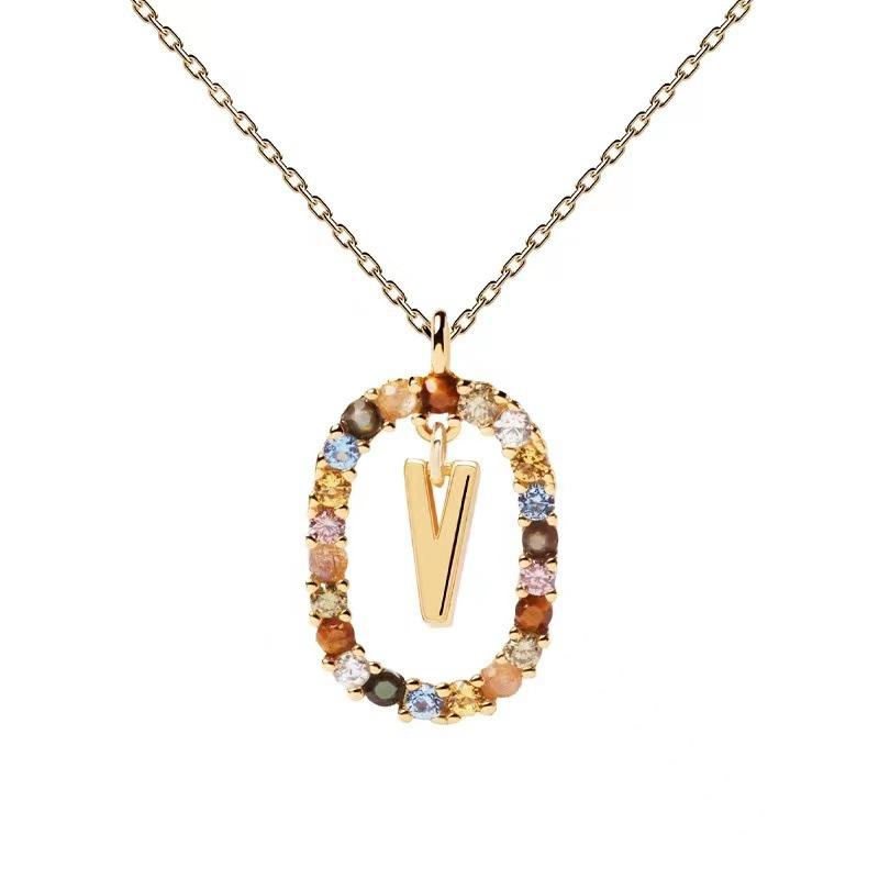 European & American Spanish Zircon Alphabet Necklace - Stylish Clavicle Chain Pendant