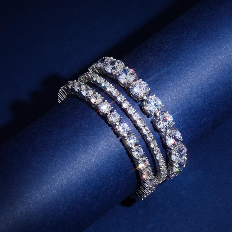 925 Silver Hip Hop Tennis Bracelet with Cubic Zirconia