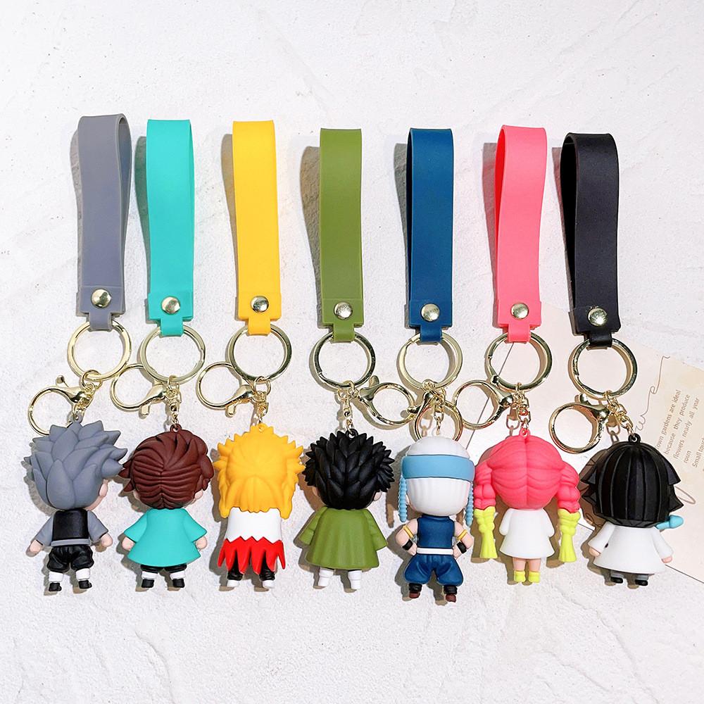 Adorable Demon Slayer Keychain Couples Gift Plastic Key Ring For Bags And Cars