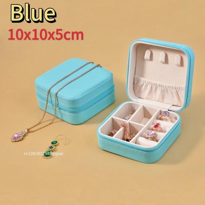 Portable Travel Jewelry Box Necklace Earrings Ring Jewelry Organizer Display Pu Leather Storage Large Capacity Jewelry Case