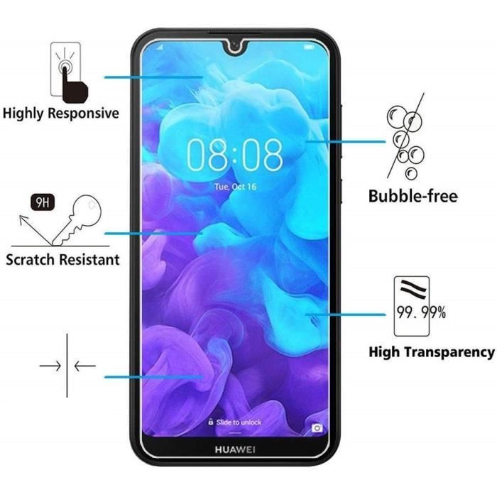 Verre Trempe pour Huawei Y5 2019 [Pack 3] Film Transparent Vitre Protection Ecran Phonillico®
