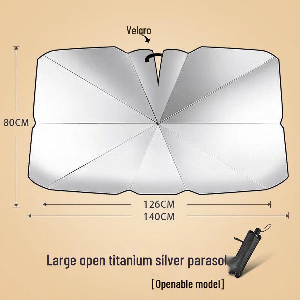 Silver Titanium Foldable Car Sunshade: Heat Insulation & UV Protection