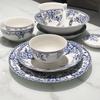 Blue and White Porcelain Pastoral Style Large Noodle Bowl, Microwave-Safe Ceramic Vegetable Dish, Underglaze Tableware