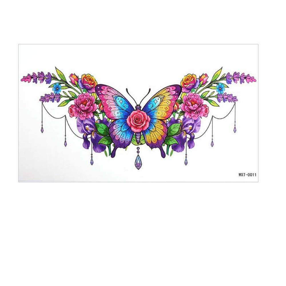 3D Texture Floral Body Art Sticker Crown Cross Wing Temporary Tattoo Instant Decals Music Festival