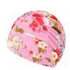 Shower Elastic Nylon Turban Flowers Printed Swimming Pool Bathing Hat Long Hair Waterproof Hats for Men Women