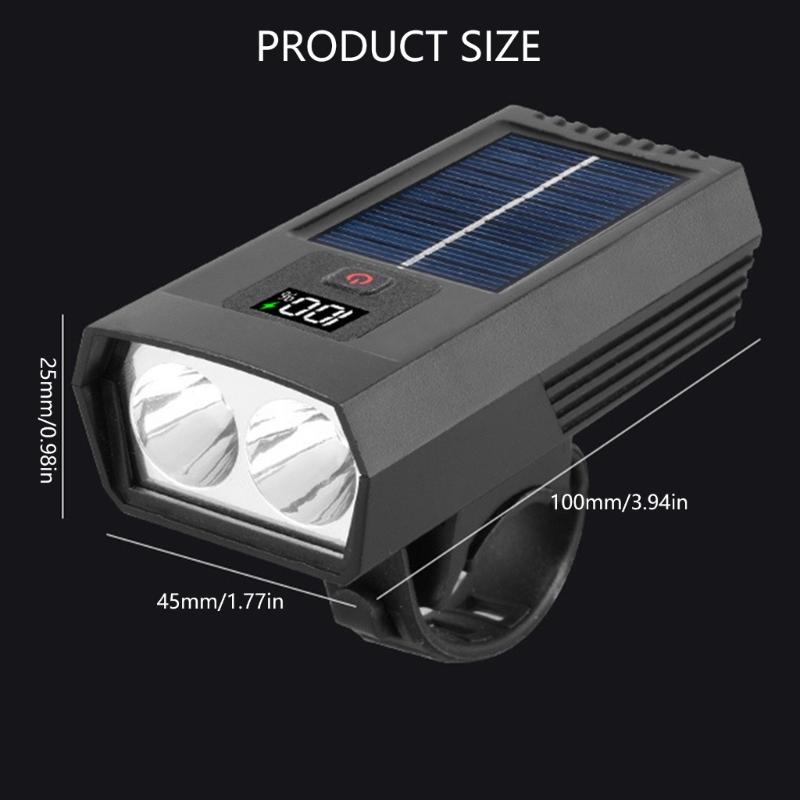 Solar Bike Light Headlight Bright Bicycles Flashlight LED Bike Front Lamp Solar Rechargeable Bicycles Headlight