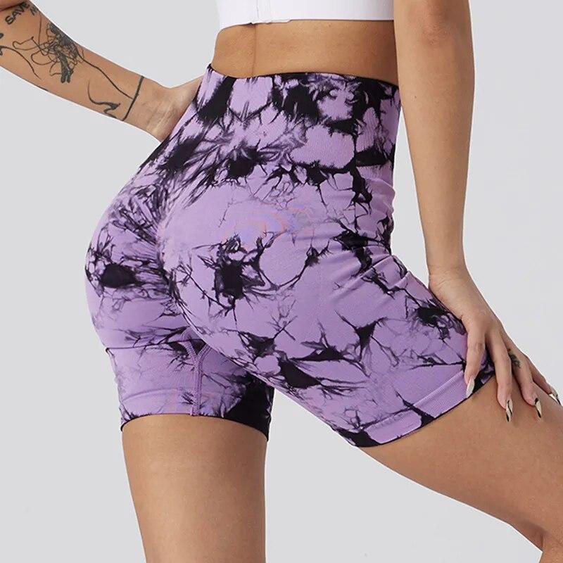 Nahtlose Tie Dye Push Up Yoga Shorts Frauen Elastische Scrunch Hohe Taille Sommer Fitness Workout Laufen Radfahren Sport Gym Fitness Workout Shorts Mujer