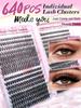640Pcs Lash Clusters Kit 30D+40D+50D D Curl 9-16mm, DIY Eyelash Extension Kit With Lash Brushes, Natural&Thick Wispy