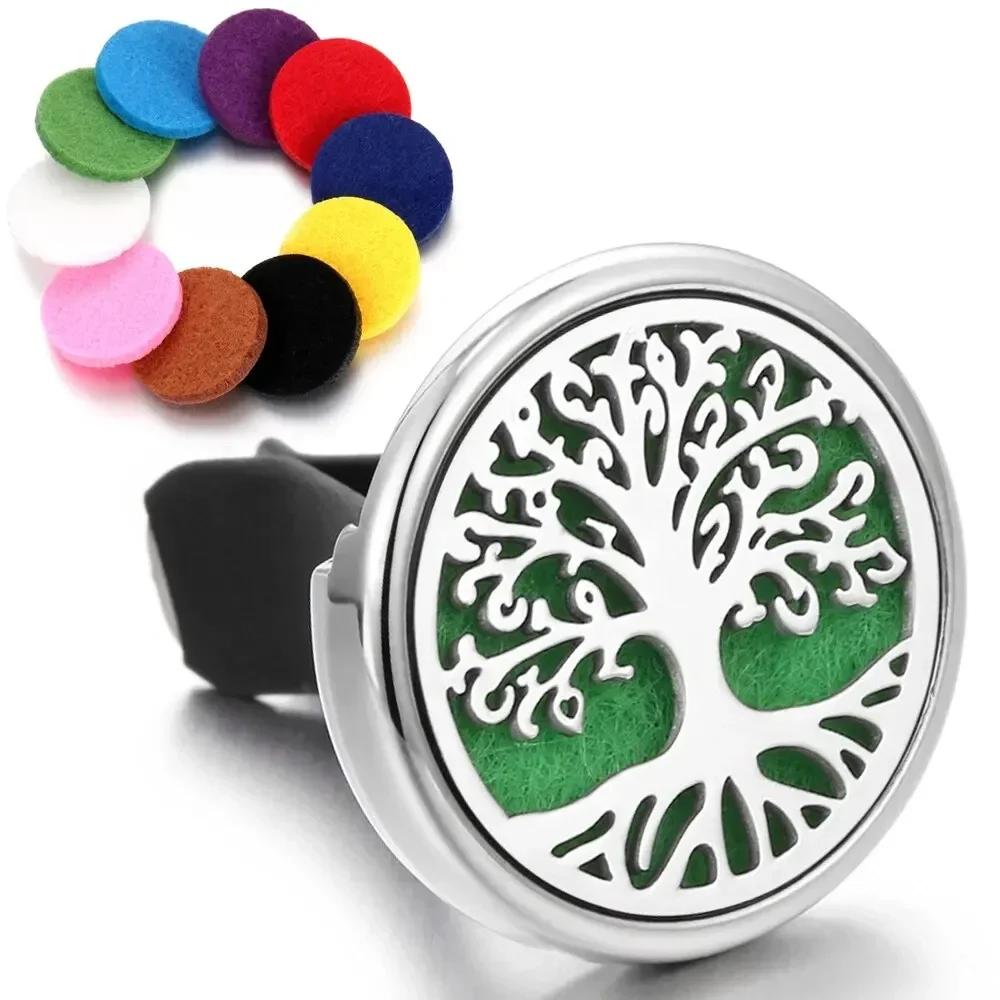 Tree Of Life Insert Car Aromatherapy Gasket Stainless Steel Car Air Outlet Essential Oil Diffuser Fashion Perfume Locket Jewelry