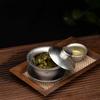 Boundless Voyage Titanium Gaiwan 130ml Chinese Portable Tea Set for with Storage Crystal Silver Ti3144D Double-Walled Teacup, Heat-Resistant,