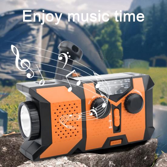 Emergency Radio with SOS Alarm Flashlight Solar Powered Hand Crank Rechargeable Radio Outdoor Camping