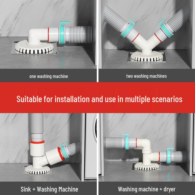 Three-Way Anti-Odor Drain Pipe Connector for Washing Machines