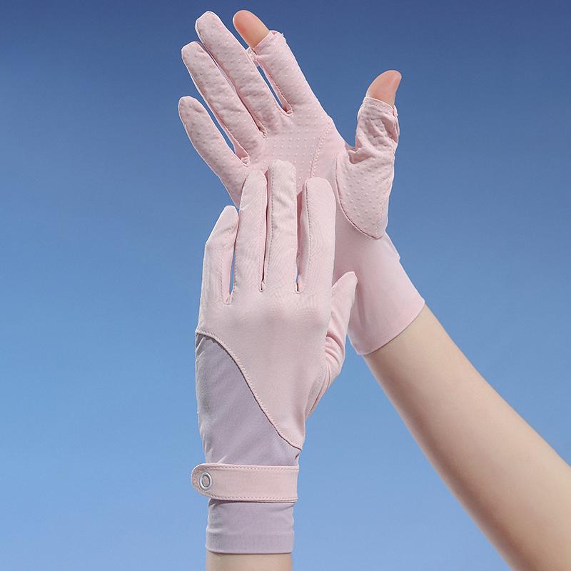 Sunscreen Gloves Women's Ice Silk Sleeves Driving Sports Outdoor Electric Vehicles Summer Non-slip Sunshade Ice Feeling