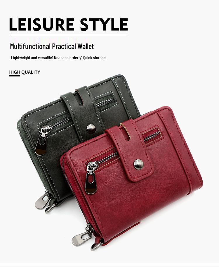 Kingdushi Men's Vertical Retro Multi-functional Wallet with Zipper and Coin Pocket