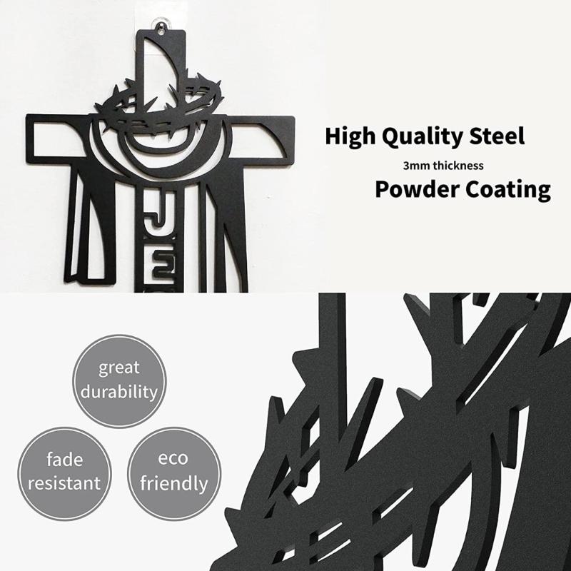 Christmas Metal Cross Wall Art Decor Jesus Letter Decorative Holy Ornament for Catholic Christian Church Decorations