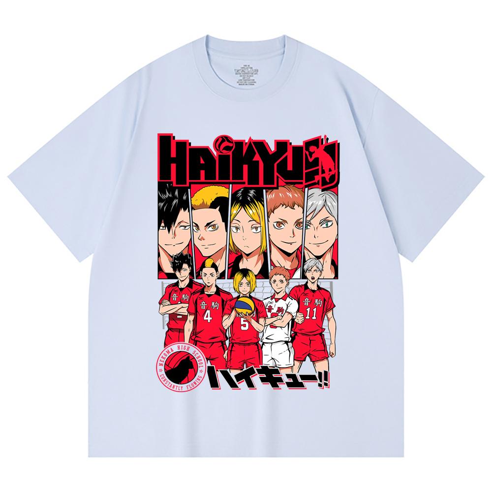 230 Gsm 100% Cotton Haikyu V8 Nekoma High Print Unisex Heavy Cotton T Shirt