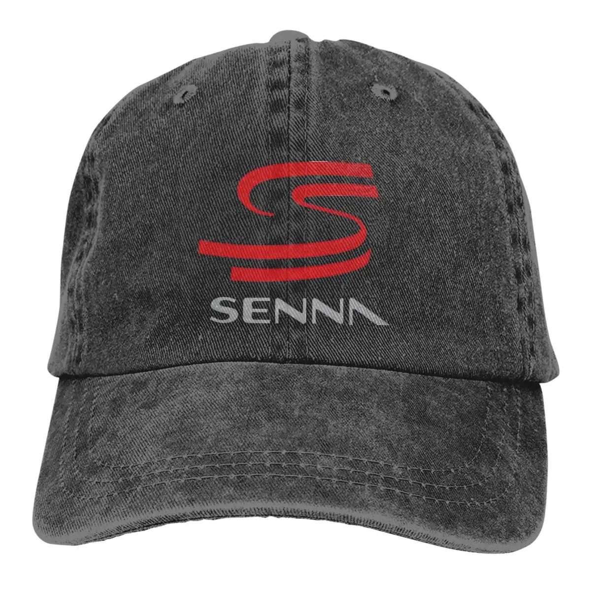 Senna F1 Unisex Baseballkappe Gewaschene Verstellbare Baumwollkappe Vintage Lässig Outdoor Alle Jahreszeiten Reise Sporthut Adjustable schwarz