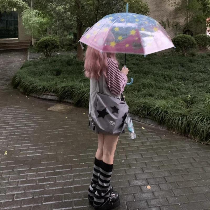 2KWEIRD Y2k Harajuku Kawaii Striped Hoodie Women Japanese Fashion Patchwork Cartoon Print Sweatshirt