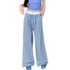 Women's Pink Plaid Wide-Leg Casual Pants